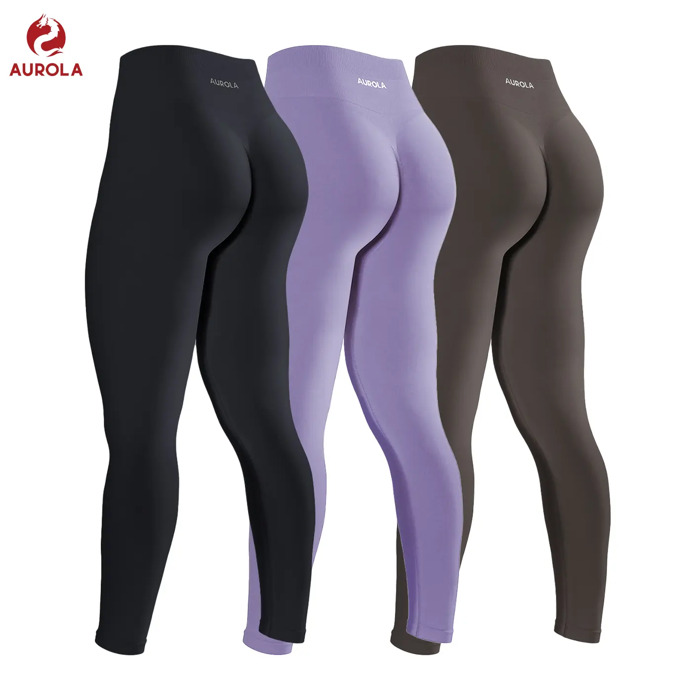 AUROLA  3 Pieces Pack Set Dream Collection Workout Leggings for Women High Waist Seamless Scrunch Athletic Running Gym Fitness Active Pants summerwins