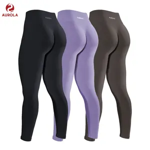 AUROLA  3 Pieces Pack Set Dream Collection Workout Leggings for Women High Waist Seamless Scrunch Athletic Running Gym Fitness Active Pants SpringStatements