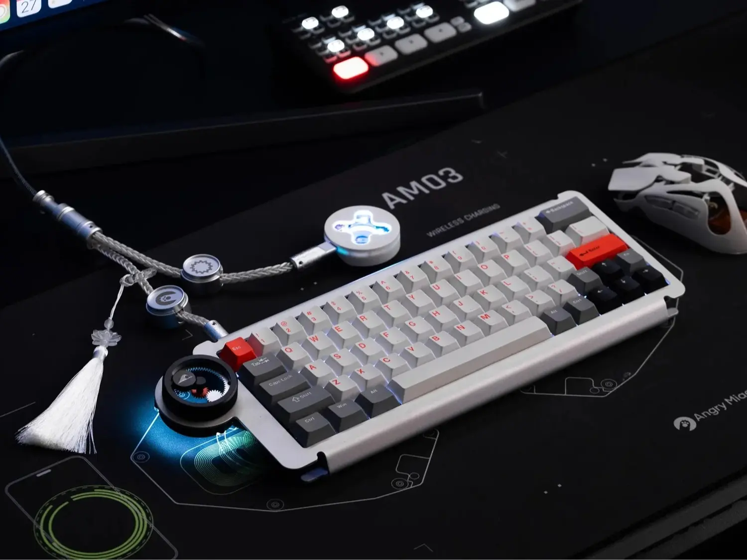 ANGRY MIAO x WINSHOP Shimmer-Braided Split Dual 8K Gaming USB-C Cable - Esports-Grade 8K Polling, Ultra-Low Latency USB Interface Cable for PC, PC Accessories, Keyboard Mouse, DAC