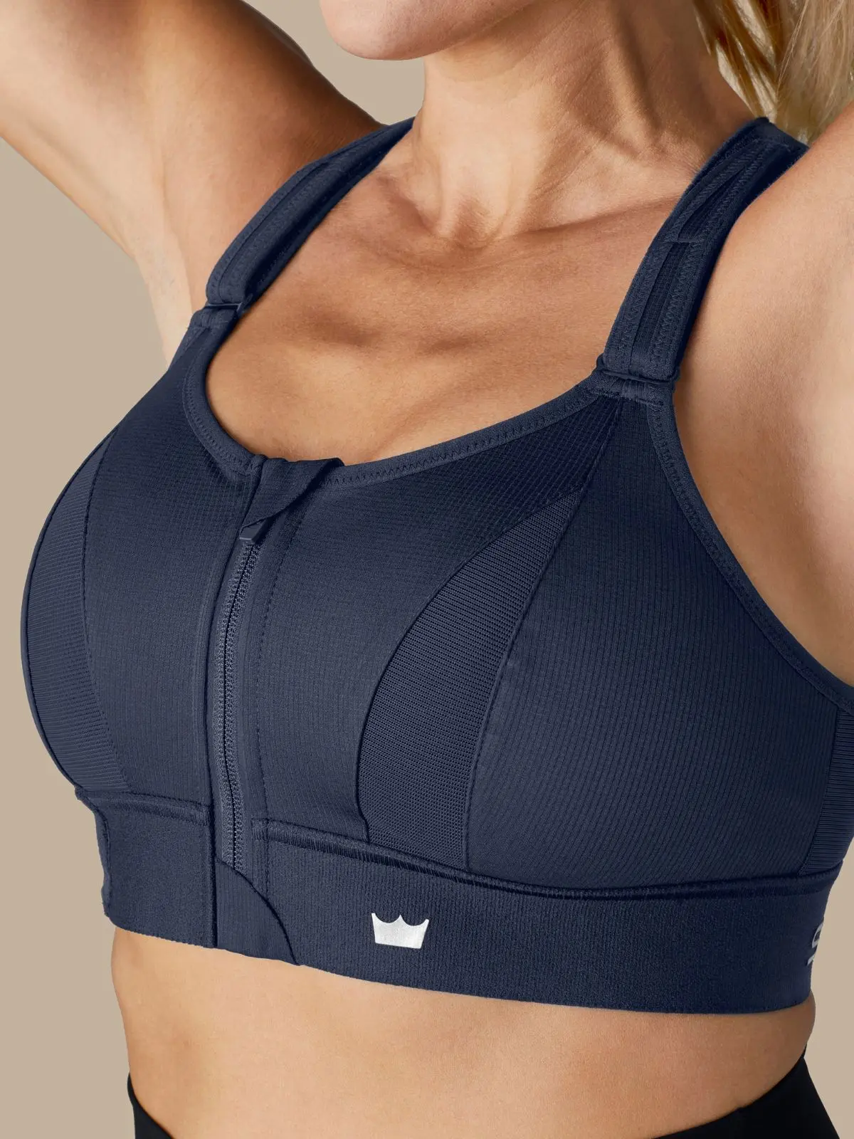 SHEFIT Ultimate Sports Bra - Bold Navy, Exercise High Impact Bra with 15” Lift & 8” Cinch, Convertible Straps, Padded for Comfort, Wire-Free Support - Athletic Fitted