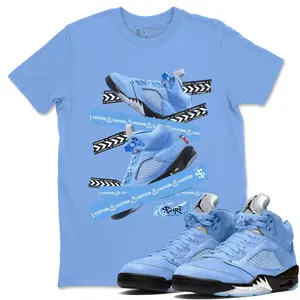 Unisex T-shirt to match Jordan 5 UNC - Sneaker Emblem. 100% Cotton for Casual Wear. Comfortable Summer Unisex T-Shirt to match Jordan Sneaker. Streetwear Style. urban outfitters