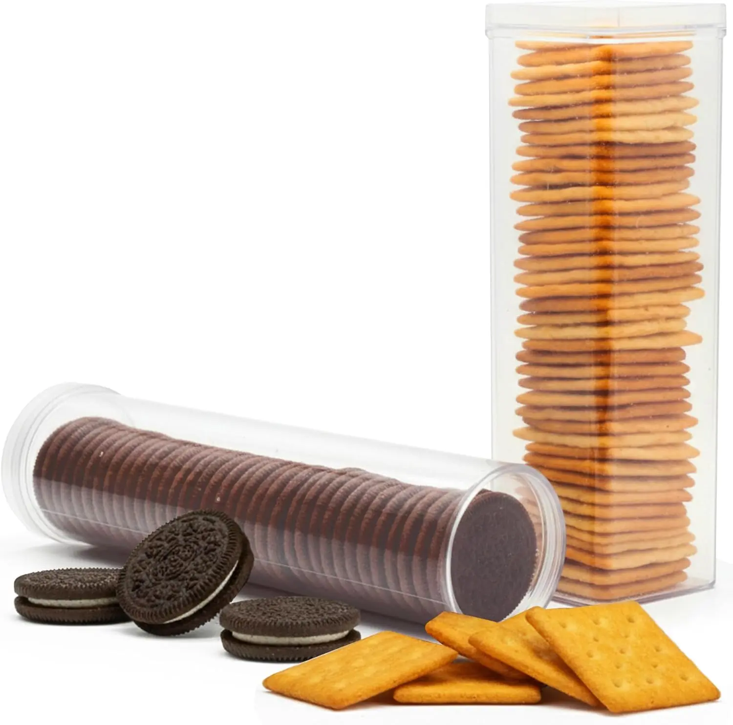 Kitchen Discovery Stay Fresh Cracker and Cookie Storage Container - Set of 2 for Oreos, Saltines To Keep Food Fresh