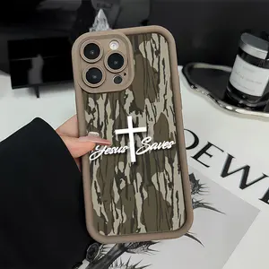 Camo Cross Jesus Saves Phone Case TPU Shockproof Outdoor Cover for iPhone 17 Air 17 Pro 16 Pro 15 Pro Max 14 Plus 13 Pro 12 11 Pro XS Max X XR