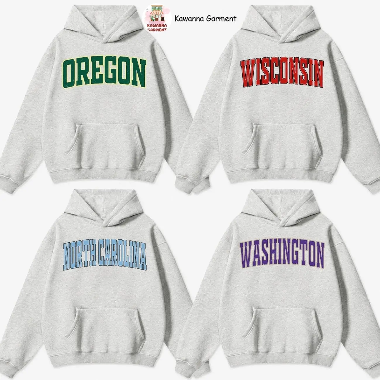 Distressed Varsity College Hoodie – Ash Grey, Vintage Athletic Unisex Hooded Sweatshirt, Retro College Graphic Pullover, Football Fan Gift for Men & Women