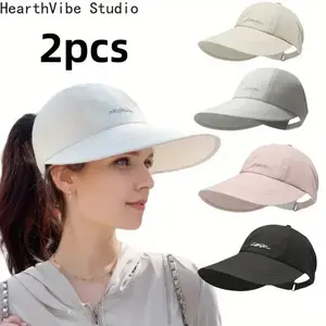 2-Pack Cotton Baseball Hats for Women, Lightweight All-Season Cap with UPF Sun Protection & Adjustable Velcro Closure for Outdoor Sports