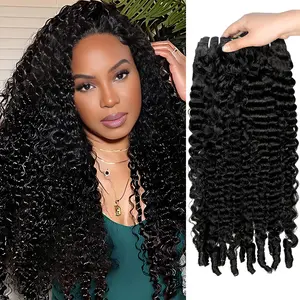 Burmese Curly 1 3 4 Bundles Human Hair 30 Inch Brazilian Curly  Human Hair Bundles Color Natural Black Double Weft Quick Weave for Women Hair Extensions Sew In