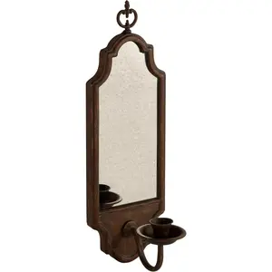 Mirrored Wall Candle Holder - Antique Copper Sconce for Taper Candles, Elegant Hanging Decor