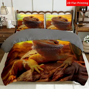 2/3 Pcs 2D Flat Desert Bearded Dragon Milk Velvet Duvet Cover Set Bearded Dragon Bedding Set Quilt Cover 1 Duvet Cover + 1/2 Pillowcases Desert Landscape Top Sheet Decorative Bedding Bedroom Decor The Preferred Pick for Bedding
