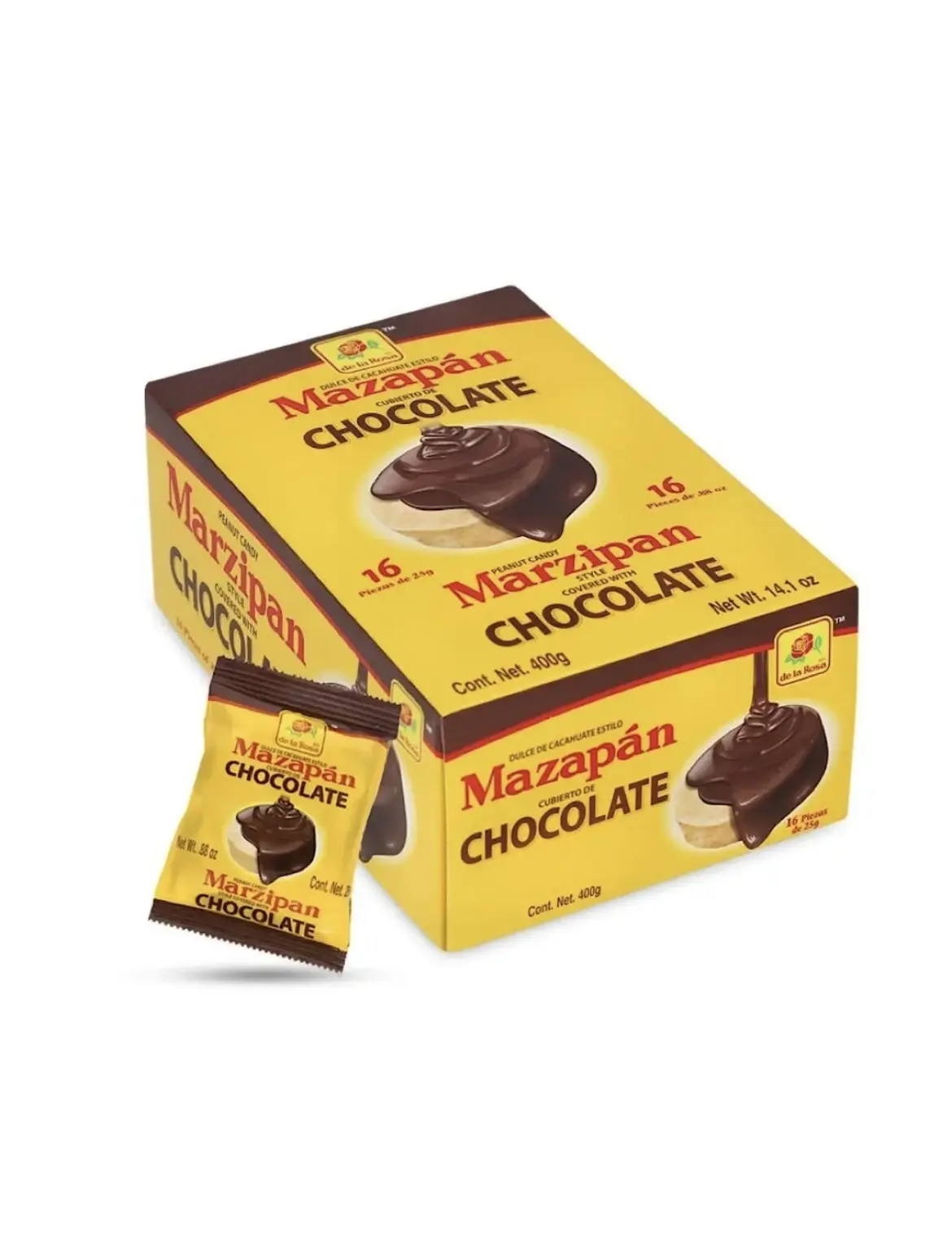 De La Rosa Chocolate Covered Mazapan 16 Pieces Candy Snack Sweet Marzipan Candies marzipan mexican candy Bonbon Dessert joy
