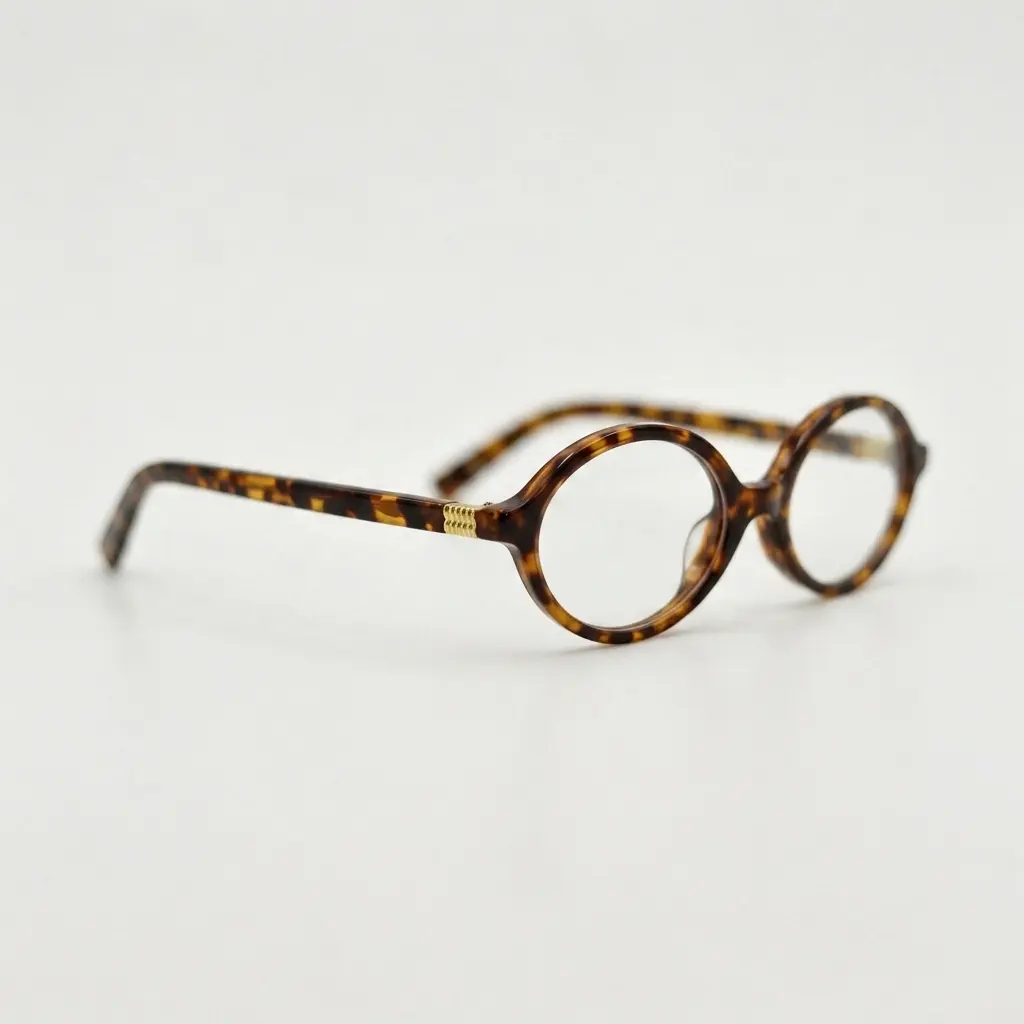 Ergonomic Tortoiseshell Frame Oval Non-Prescription Eyeglasses - Gold Metal Hinges, Blue Light Blocking Lenses, Eyewear Fashion for Office & Daily Outfits, Oval Non-Prescription Glasses, Shiny Gold Non-Prescription Glasses