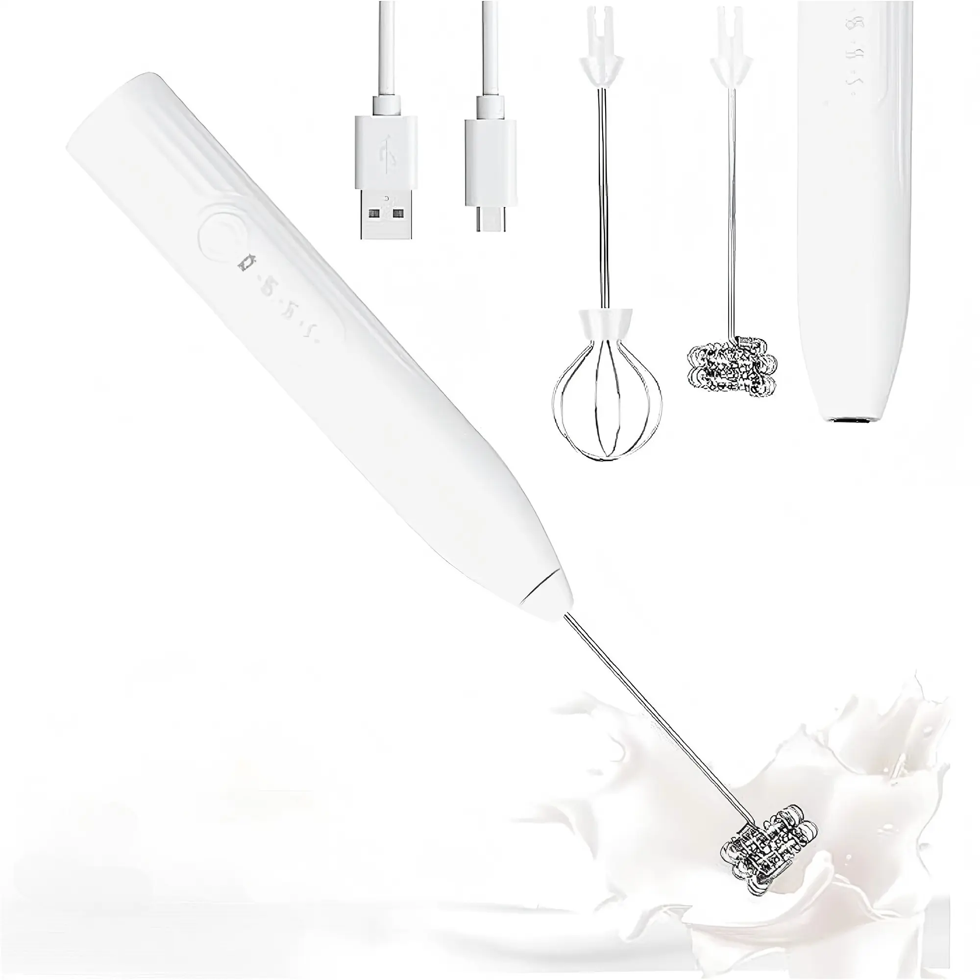 Rechargeable Electric Whisk - Portable Mini Hand Mixer, Egg Beater for Baking & Kitchen(white/black)