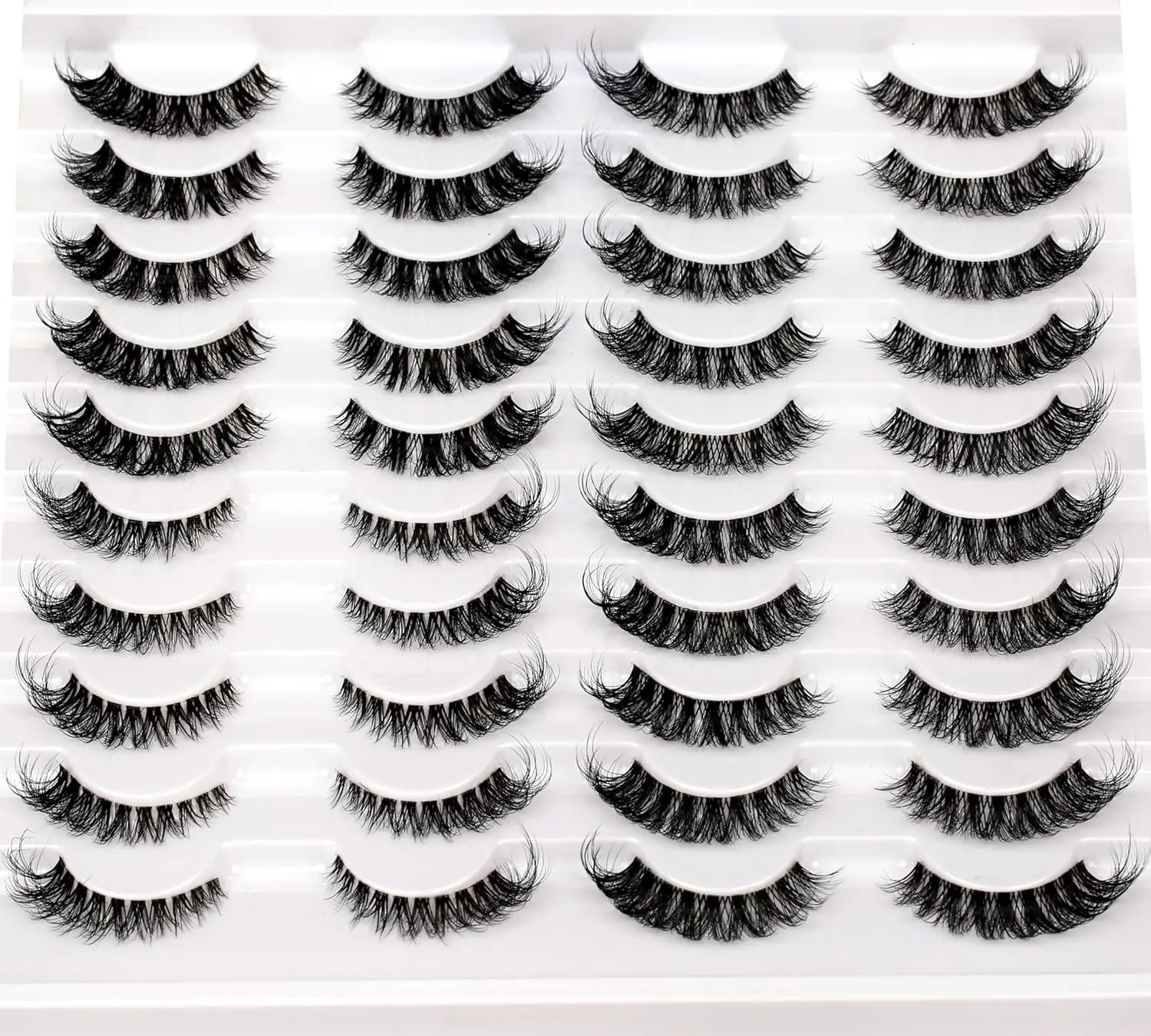20-Pair False Eyelashes, 8D Volume Faux Mink Lashes, Short Cat Eye Style with Wispy Curls, Vegan Synthetic & Reusable for Makeup, Silky, Flattering Curls, Short Length, Cosmetic, Synthetic Hair, 100% Handmade, 8D Volume Wispy, Silk-Like Fiber, Reusable 15