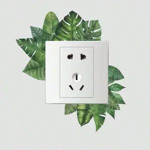 Plant Switch Decor Wall Sticker, Tropical Turtle Leaf, Removable Waterproof Vinyl Decal, Living Room Bedroom Power Switch Decoration, Decorative Sticker