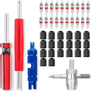 Stem Removal Tool, Spool Removal and Installation Tool, Four-Way Valve Tool, Spool, Stem Cover For All Types of Tires(44pcs)