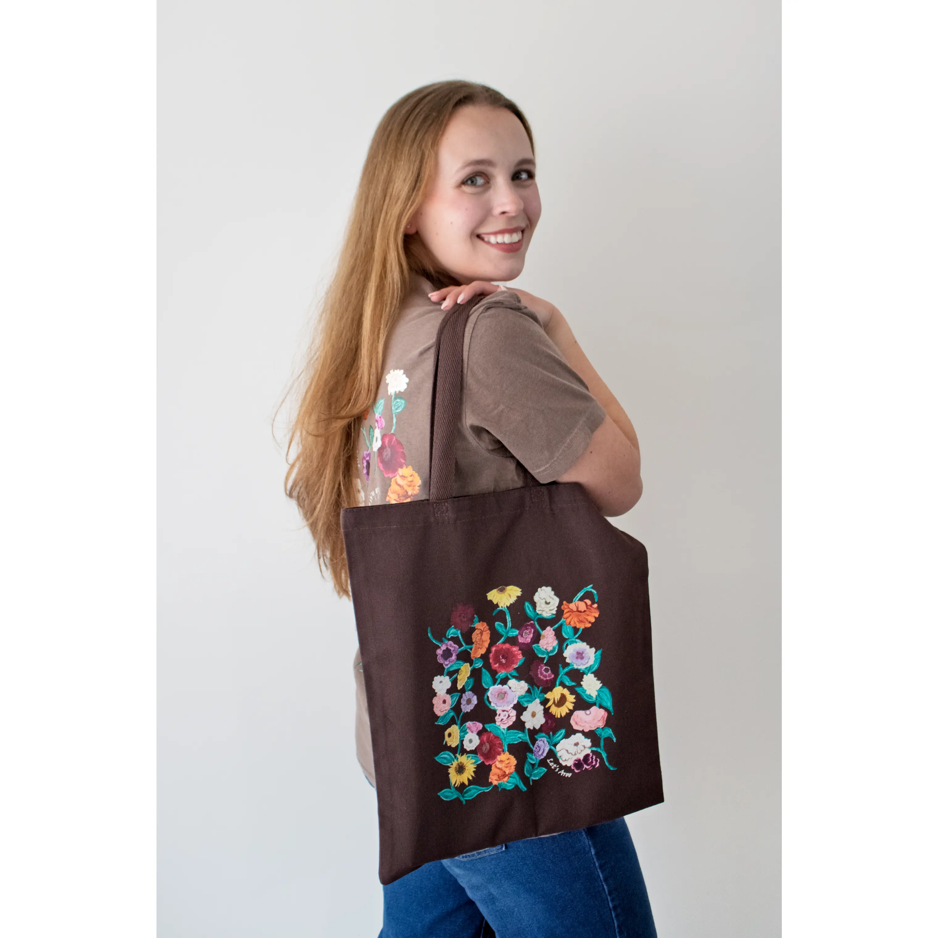 Acoustic Piano Print Floral Tote Bag