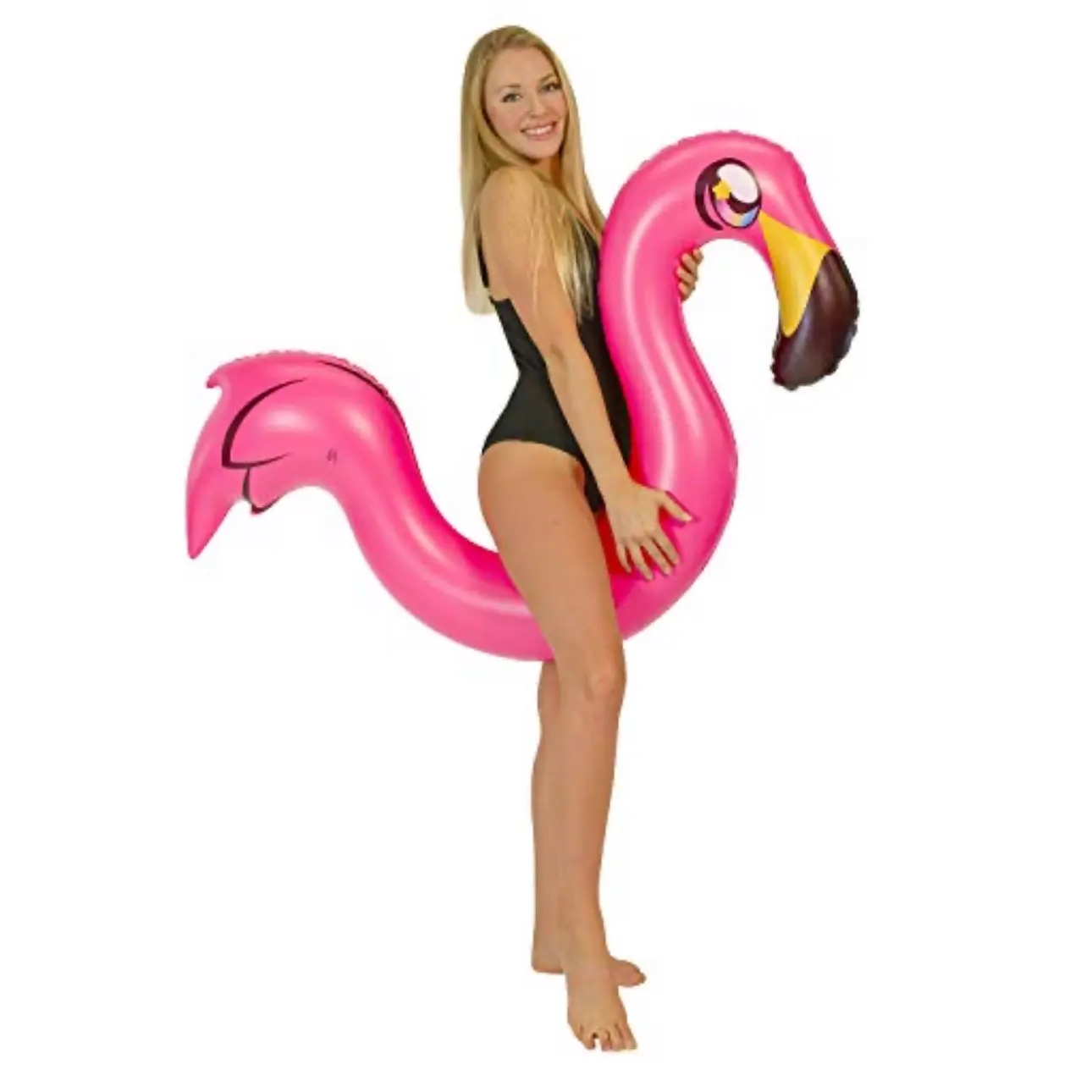 PoolCandy Inflatable Ride On Pool Flamingo Swim Noodles perfect for Adults and Kids in the pool or beach for fun in the summer sun.