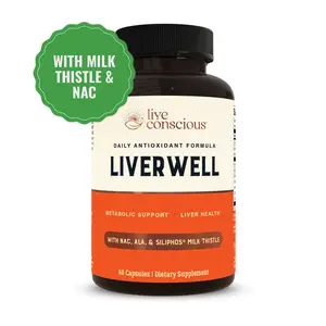 Live Conscious LiverWell (with NAC & ALA) - Liver Cleanse, Rejuvenation, Metabolic Support - w/ Highly Bioavailable Milk Thistle Extract, N-Acetyl Cysteine, Alpha Lipoic Acid, Zinc, Selenium Supplement