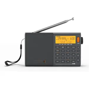 D808 Portable AM FM SW LW Air Band Radio SSB RDS Multi Band Radio Speaker with LCD Display  Clock External Antenna (Grey)
