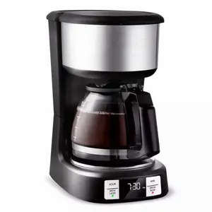 Programmable Coffee Maker, 5 Cup Coffee Maker with Glass Carafe, Auto Pause Drip Coffee Maker, 24H Timer and Auto Keep Warm Small Coffee Maker with Permanent Filter, Black