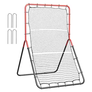 VEVOR 3x4.5ft Baseball & Softball Rebounder Net, Steel Frame 3-Zone Angle PitchBack Trainer with Ground Stakes, 3-Way Bounce Net for Fielding Practice