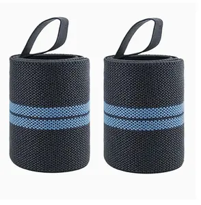 Blue Striped Wrist Wraps - Weight Lifting