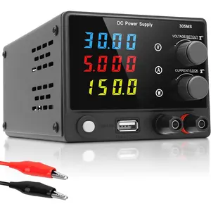 DC Power  Variable 30V 5A Adjustable DC Regulated Lab Bench Power  with 4-Digit LED Display, 18W USB   Port, Adjustment Knob, Output , Protection Function