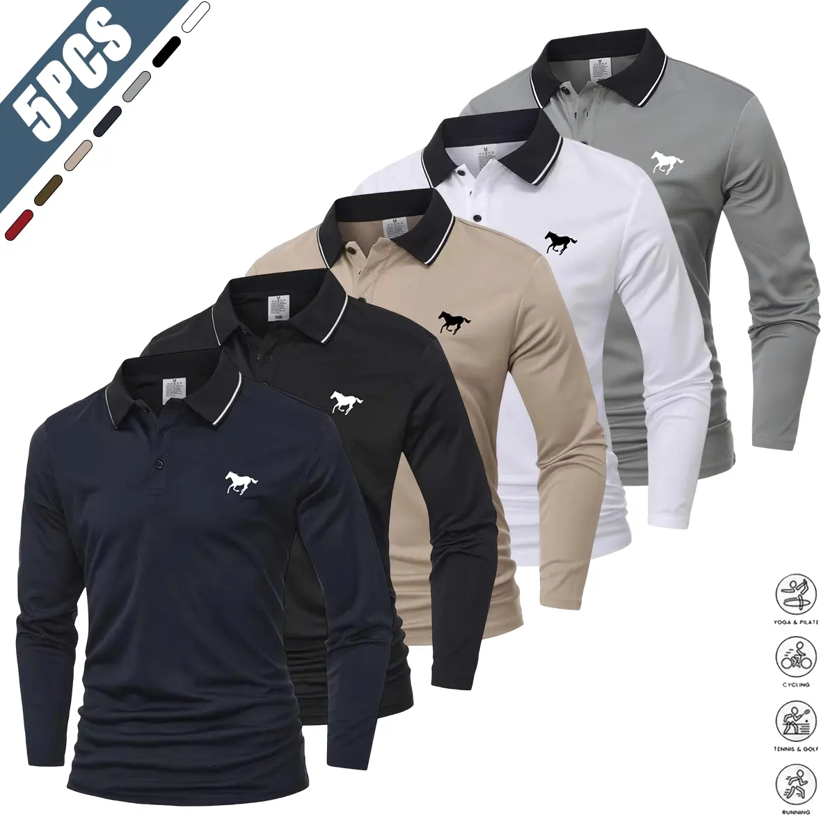 Blue + Black + Khaki + White + Gray