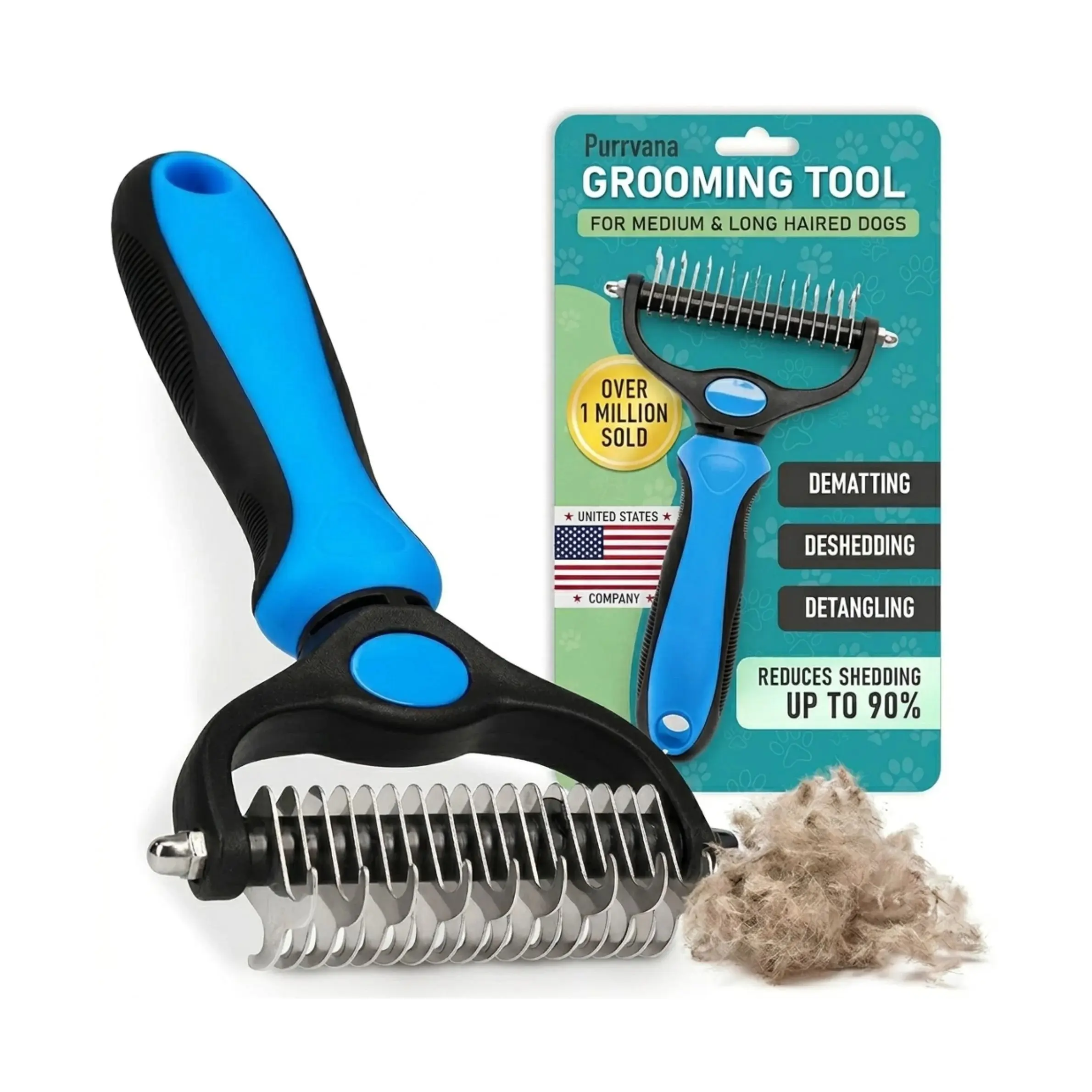 Double Sided Pet Brush Stainless Steel Teeth Detangling