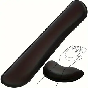 2pcs/set Pad, Gel Memory Foam Wrist Rest For Computer Keyboard, Mouse, Ergonomic Design For Typing Pain Relief, Desk Pads Support Hand And Arm, Mousepad Rests, Stain Resistant, Black