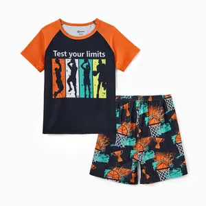 Toddler Boys Basketball T-Shirt and Shorts Set, Kids Summer Casual Outfit, Breathable Graphic Tee & Short Pants for Active Play