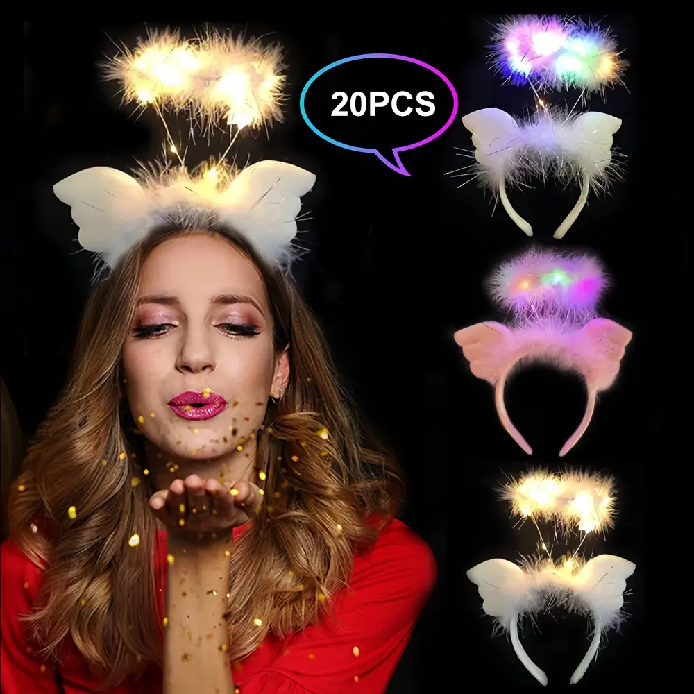 MICRENCY 2025 New Angel Wing Sweet Princess Color Changing LED Glow Headband - Bonfire & Business Event Party Accessories, Festive Supply with Flashing Effects