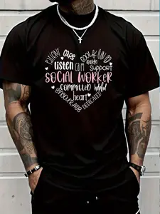 100% Cotton Social Worker Heart Funny Social Work Life For S T-Shirt Women's Men's Graphic Tee Crew Neck summer vacation Tops
