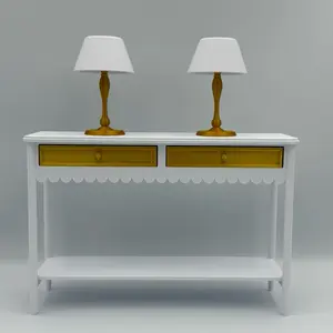 ️1/6 Scale  3D printed Console Table & Lamps for Dollhouse Diorama Furniture Golden & White colors. -No doll️ included-