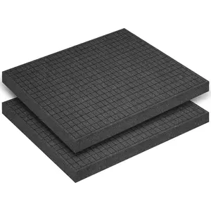 2 PCS 16 x 12 x 1 Inch Black Perforated Pick and Pluck Polyurethane Foam Sheets for Tool Box Camera Crafts and Storage