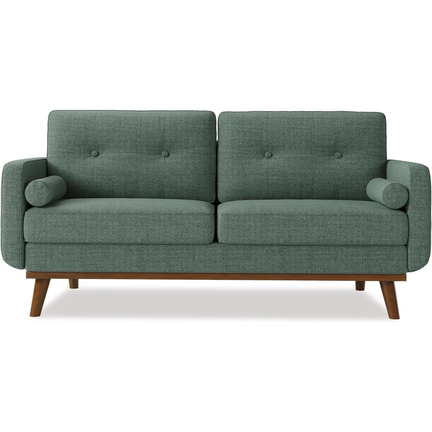 65" Sturdy Mid-Century Modern Loveseat Sofa, 2-Seater Deep Seat Linen Upholstered Couch for Living Room, Small Space