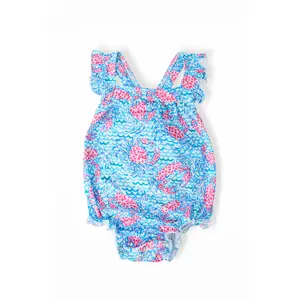 Crab Walk Ruffle Cross Back Romper