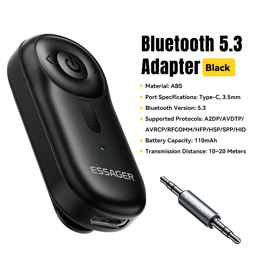 Bluetooth 5.3 Adapter 3.5mm AUX Jacks For Audio Music Receiver Car Speakers Headset Tablet Laptop Bluetooth Car Receiver bluetooth-compatible