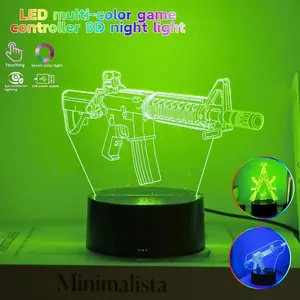 Modern Style Gun Theme LED Night Light, Touch Switch RGB Adjustable, USB Powered, Perfect for Bedroom Office Decor, Holiday Gift