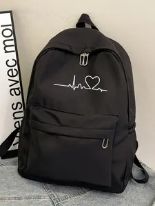 Cute Casual Large-Capacity Backpack with Ecg Heart Print, Ideal for Men and Women, Perfect for Daily Outings, Travel, Commuting, Work, Birthday Gift