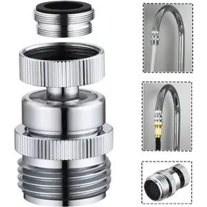 Faucet Adapter with Aerator, Sink Faucet to 3/4" Garden Hose Adapter, Swivel Faucet Adapter Kit, Faucet Adapter to Garden Hose for Kitchen Bathroom