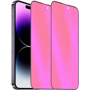 2 Pack Anti-Blue  Tempered Glass Suit for  14 Pro Max Mirror Anti-Spy Screen Protector Anti-Peeping Film Electroplated Gradient 9H Hardness Anti-scratch Colorful 6.7 inch