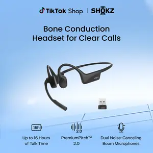 OpenComm2 UC 2025 Upgrade - Open-Ear Wireless Computer Headset with Boom Mic, Bone Conduction Bluetooth Stereo Headphones, USB-A/C Dongle Compatible with PC and Mac, Zoom Certified - C120UC