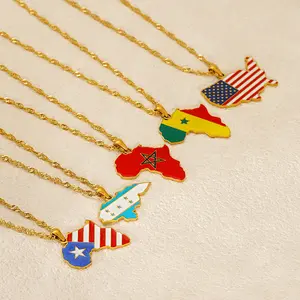 Various Countries Map Pendant Necklace Jewelry, Stainless Steel Necklace