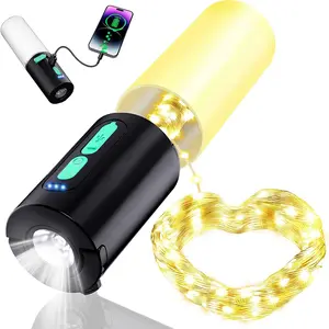 4-in-1 Compact ABS Plastic Outdoor Lantern - Type-C Rechargeable Flashlight, 4000mAh Battery, 1000LM Multi-Lighting LED Lights, USB Output, Camping Gear for Glamping Accessories, Hiking, Glamping Camping Accessories