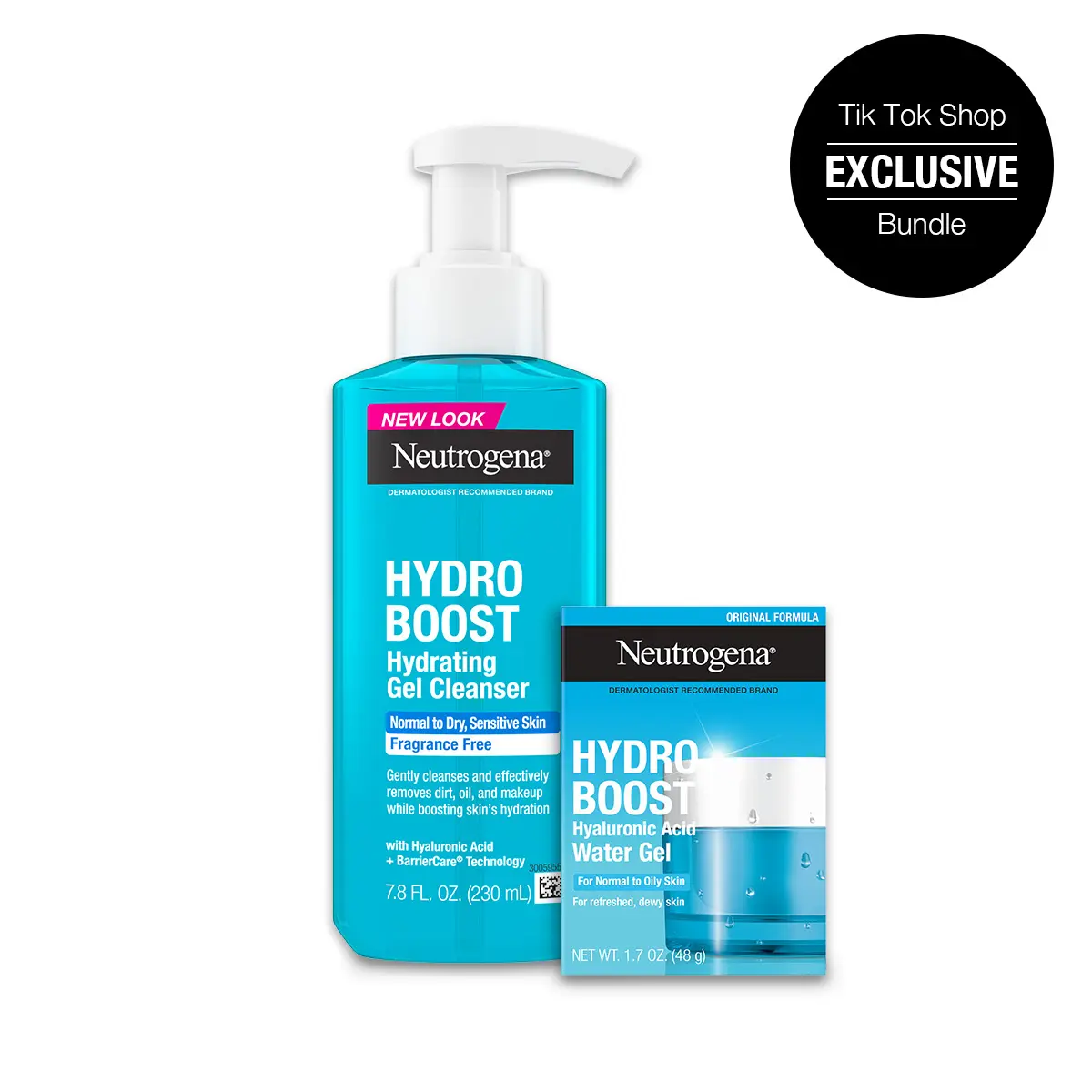 Neutrogena Hydro Boost Cleanse and Hydrate Duo: Hydro Boost Hydrating Cleansing Gel, Fragrance Free (7.8 fl oz) and Hydro Boost Hyaluronic Acid Water Gel (1.7 oz)