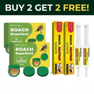 Buy 2 Get 2 Free, Cockroach Gel Bait Roach Killer, Indoor Outdoor Pest Control for German & American Roaches with Plunger & Precision Tip