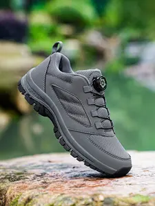 Men's Outdoor Hiking Shoes, Rotating Buckle Lacing Design, Trekking Camping Rock Climbing Shoes, Large Size Sports Footwear