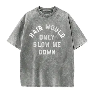 100% cotton short-sleeve shirt Hair Would Only Slow Me Down Funny Bald Summer Vibes T-Shirt, Confident Bald Humor Graphic Tee, Gift for Bald Man, Casual Self Love Apparel, Unisex Funny Streetwear