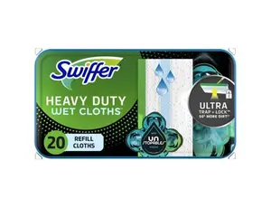 Swiffer Sweeper Heavy Duty Wet Multi-Surface Cloth Refills, Floor Cleaner and Floor Mop, Unstopables Fresh Scent, 20 count Cleaning