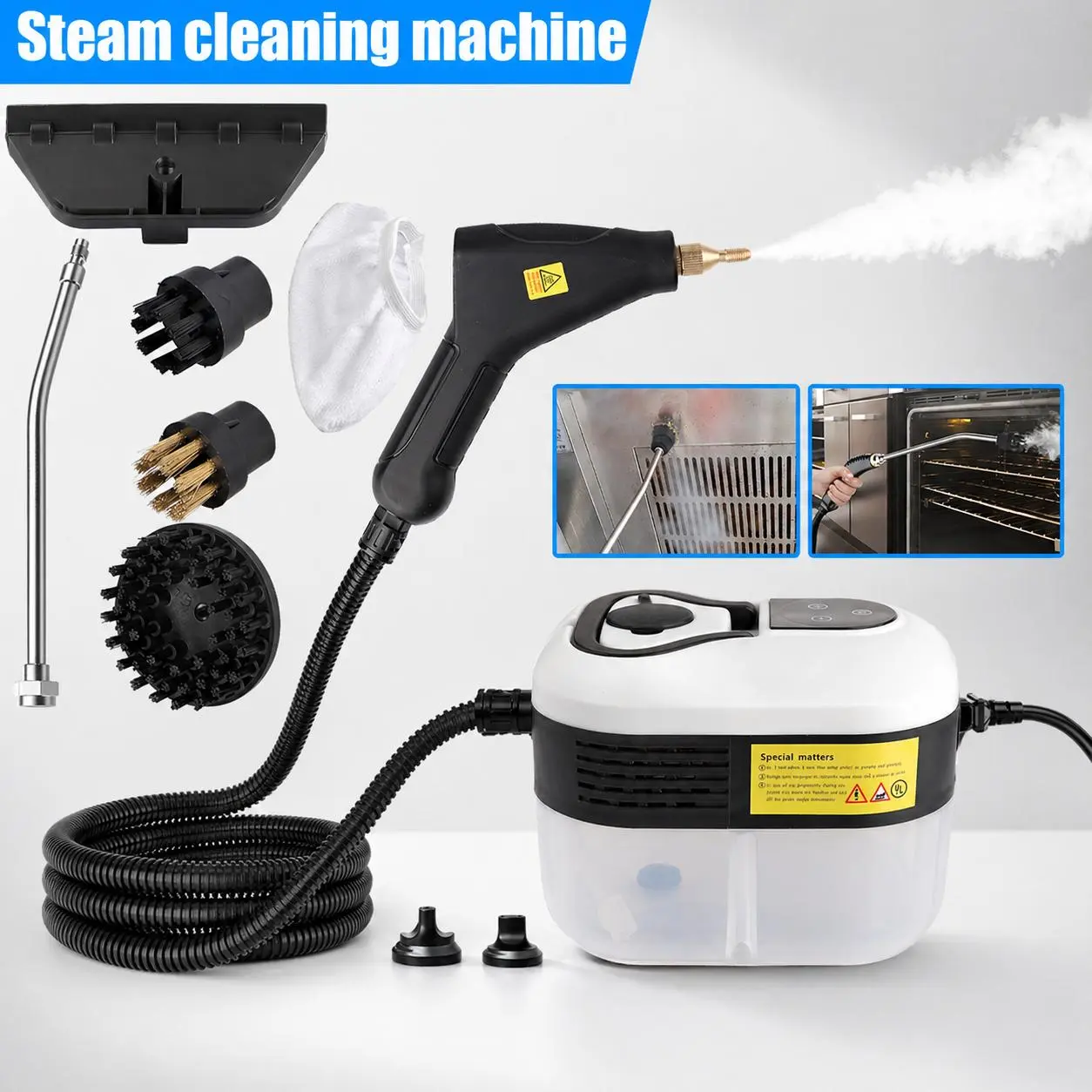 1500W High-Pressure Steam Cleaner, 3.5Bar 100℃ with 6-Level Adjustment, 3 Brush Heads, Chemical-Free Multi-Surface Deep Cleaning Tool for Household, Car Use